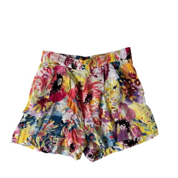 H&M Bright Floral Print Shorts – Size 4 Vibrant Summer Lightweight High Rise - Picture 1 of 2